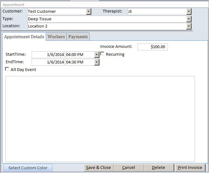 Massage Therapist Appointment Tracking Template | Appointment Database